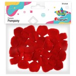 Pompony akrylowe czerwone 30szt 25mm 